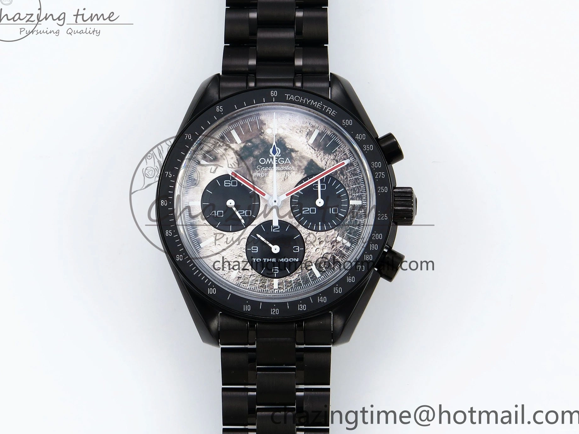 0128 Speedmaster Black Benom PVD Moon RMF Best Edition on PVD Bracelet Lemania HW WrinkleFree 7727